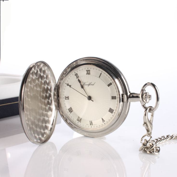 Personalised Chrome Pocket Watch With Sunburst Dial product image
