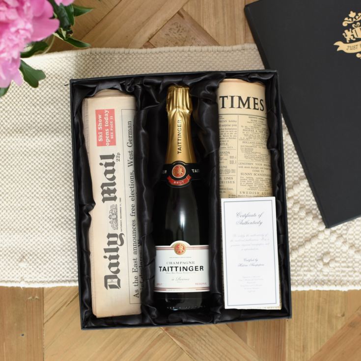 Double Newspaper & Taittinger Champagne Anniversary Gift Set product image