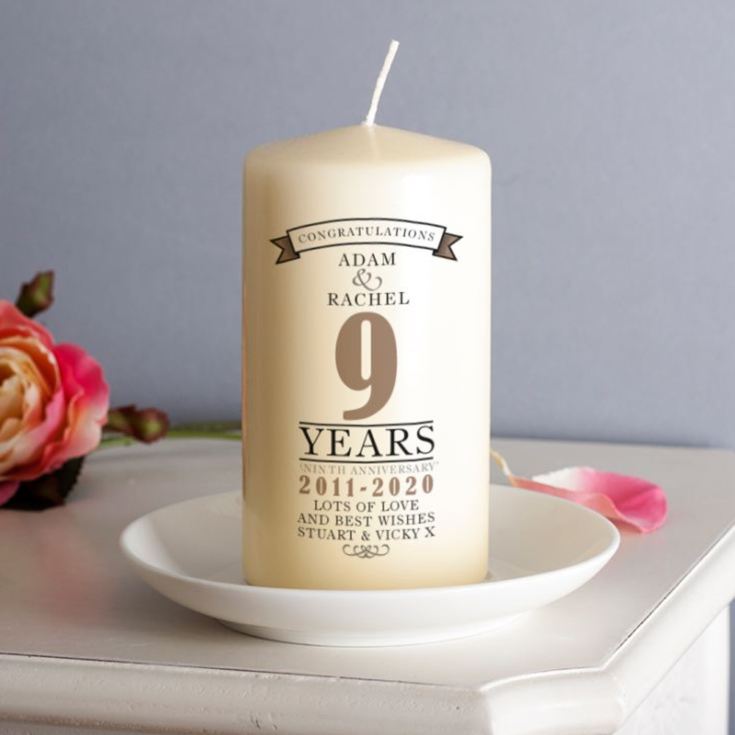 Personalised 9th Anniversary Candle product image
