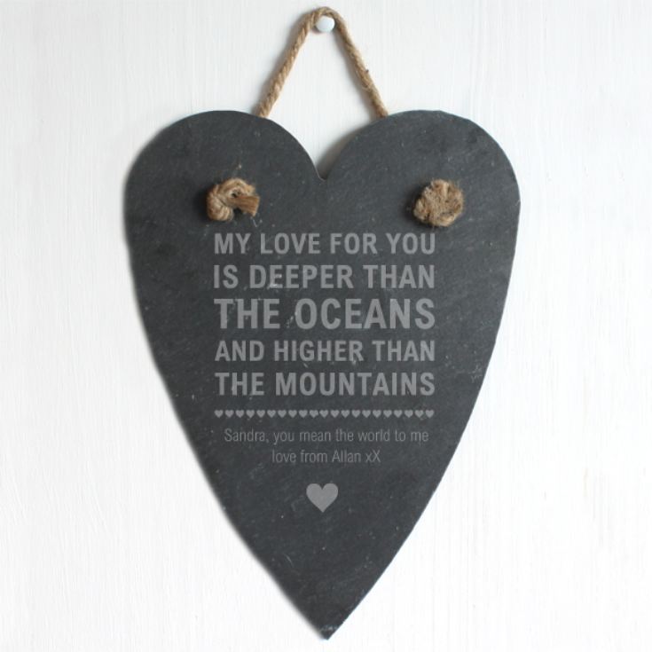Personalised Oceans and Mountains Slate Hanging Heart product image