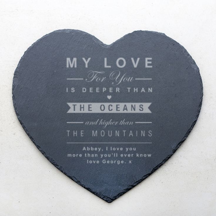 Personalised Oceans and Mountains Slate Heart Placemat product image