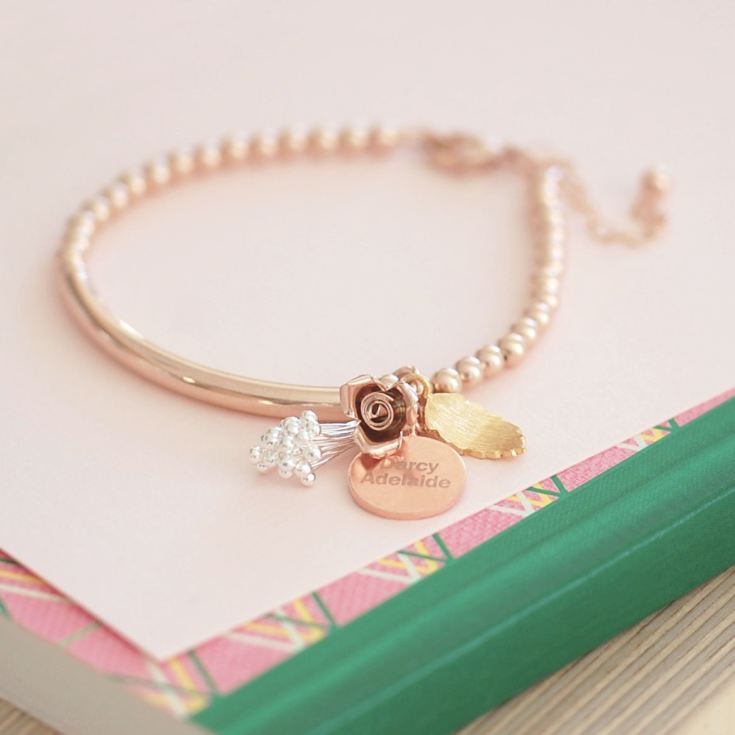 Engraved Bouquet Rose Gold Bracelet product image