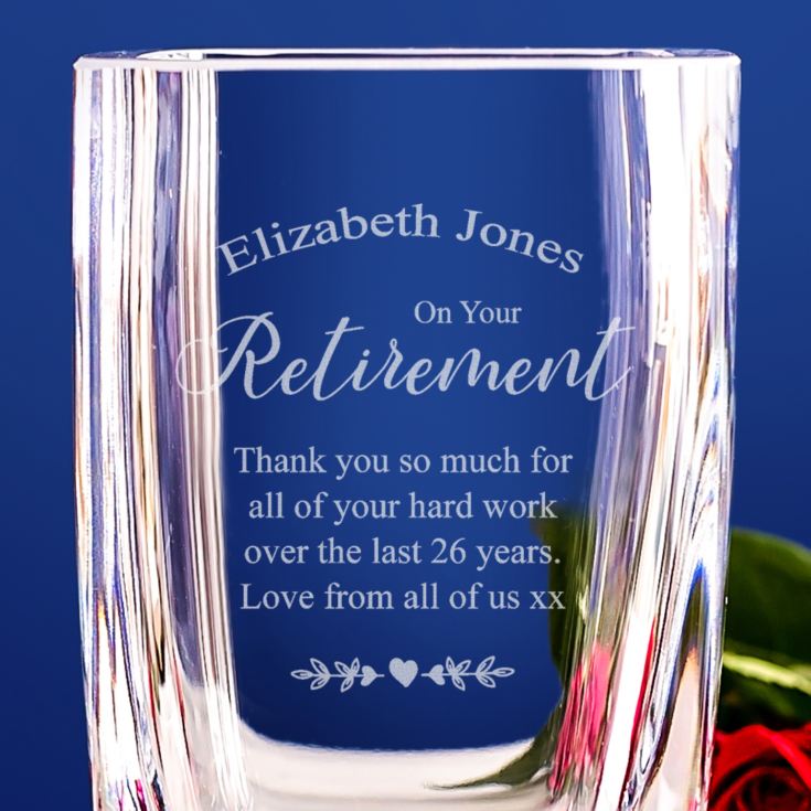 Personalised On Your Retirement Glass Vase product image
