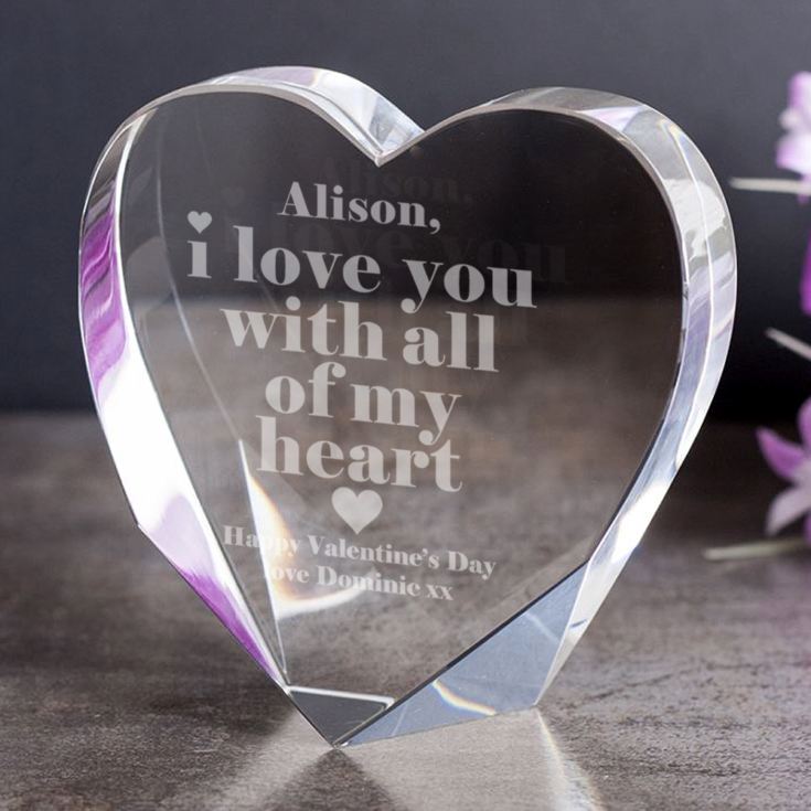Personalised Valentines Stand Up Optical Crystal Heart product image