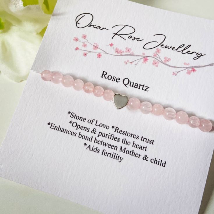 Handmade Beaded Rose Quartz and Sterling Silver Heart Bracelet product image