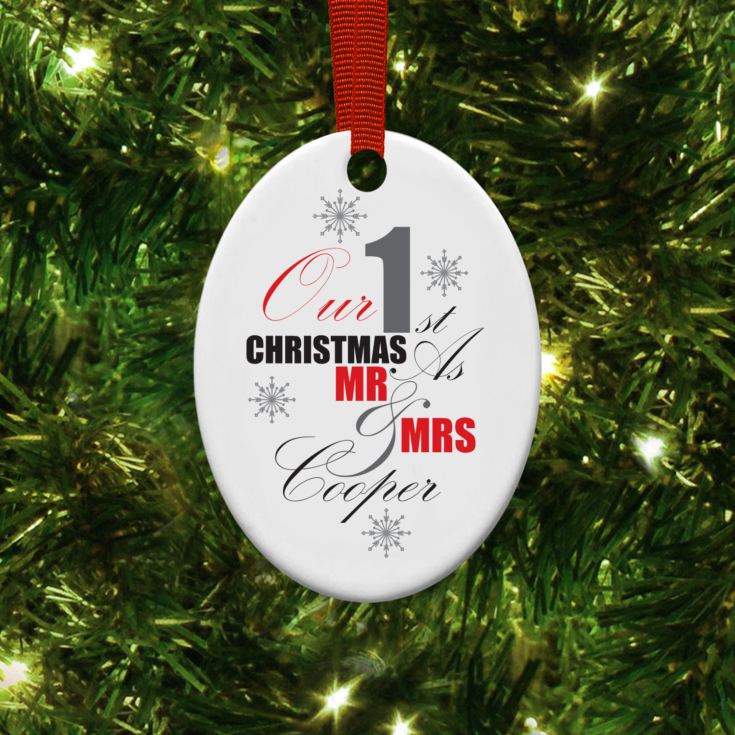Personalised Our First Christmas Oval Hanging Ornament product image
