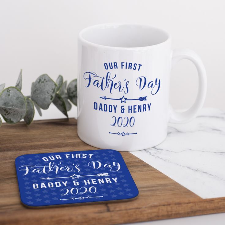 Personalised Our 1st Father's Day Mug And Coaster Set product image