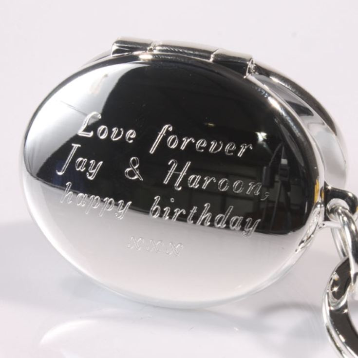 Silver Oval Photo Locket Keyring The Gift Experience