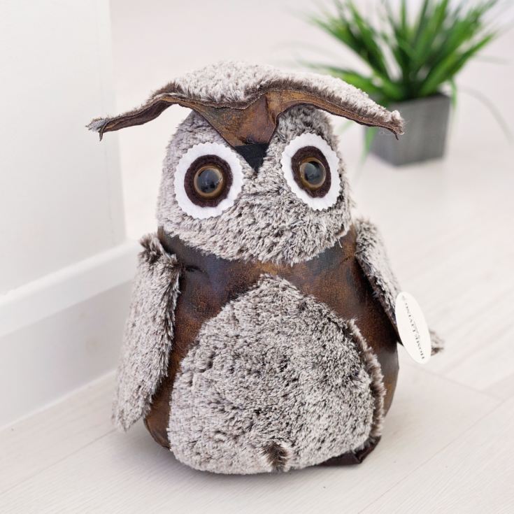 Faux Traditional Leather Owl Door Stop for 3rd anniversary