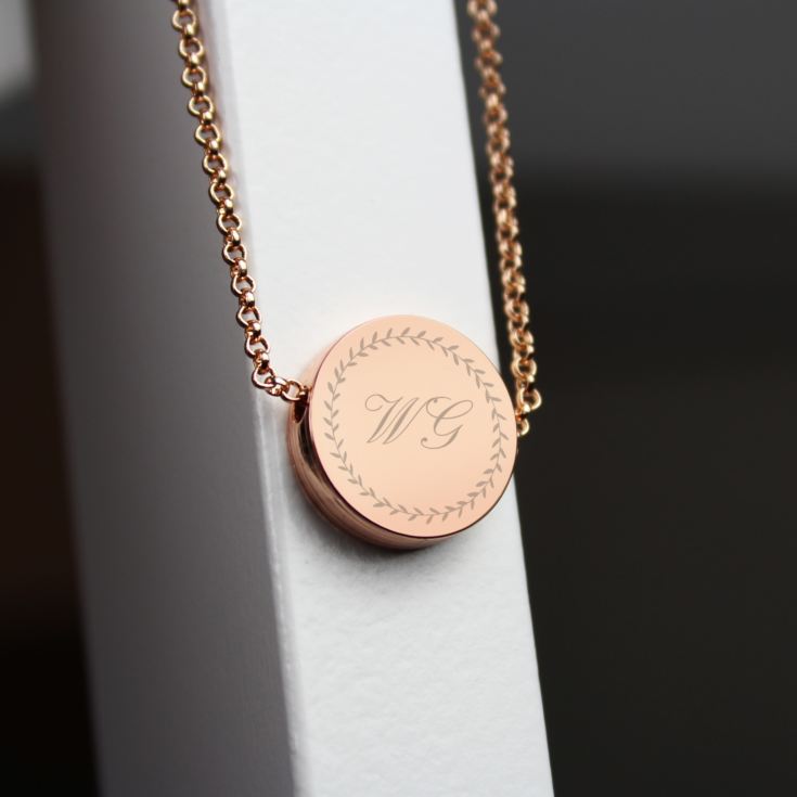 Personalised Wreath Initials Rose Gold Tone Disc Necklace product image
