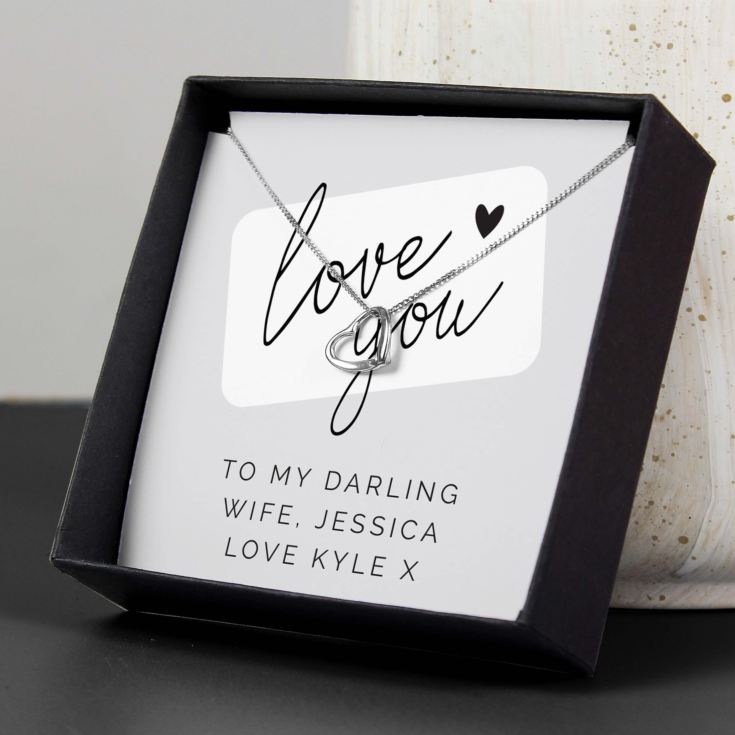 Personalised Love you Sentiment Silver Tone Necklace and Box product image