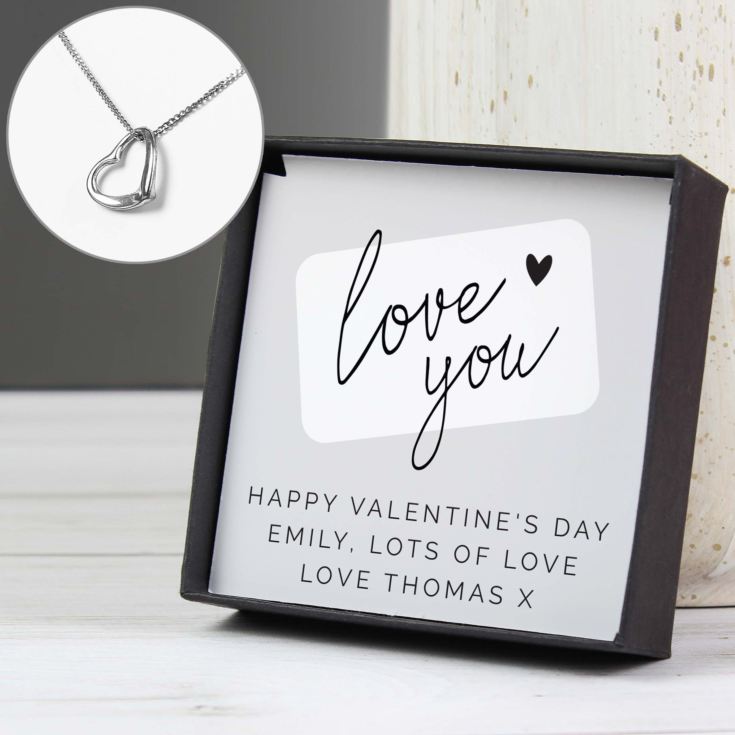 Personalised Love you Sentiment Silver Tone Necklace and Box product image
