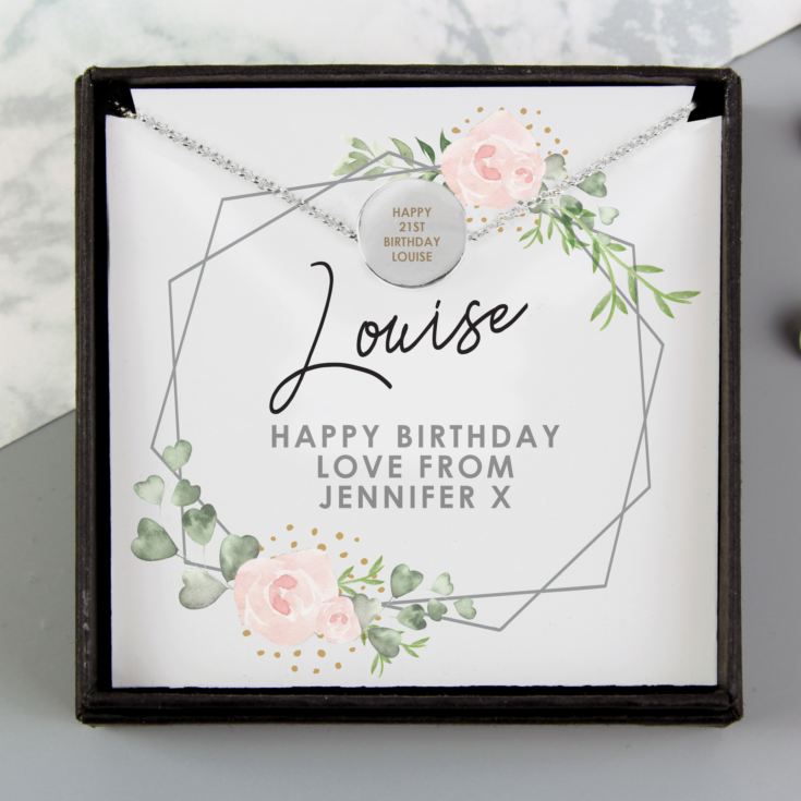 Personalised Abstract Rose Sentiment Silver Tone Necklace and Box product image