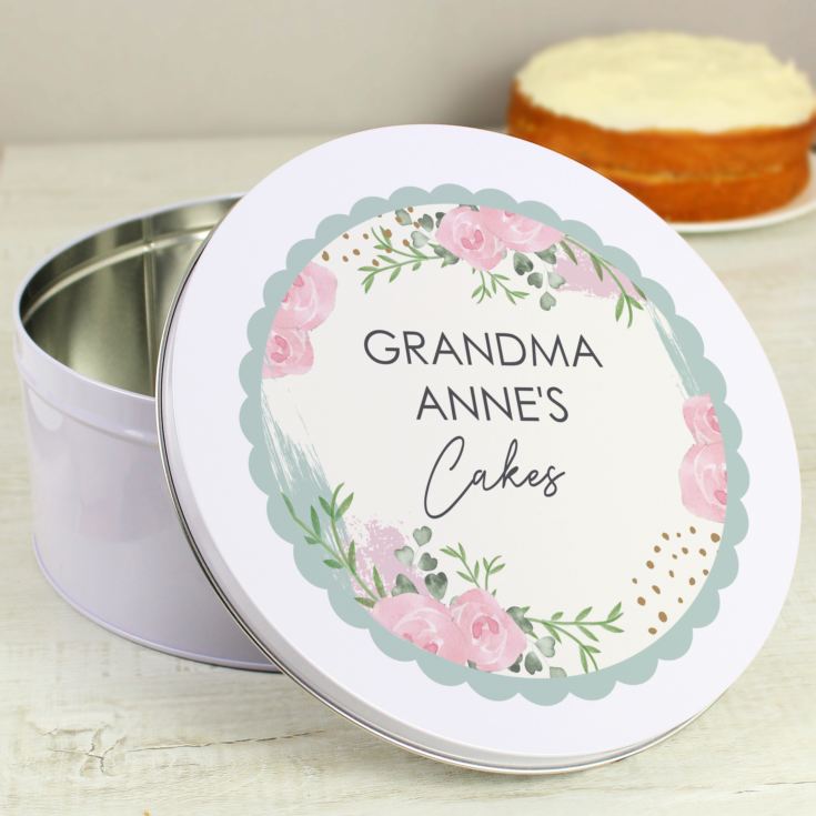 Personalised Abstract Rose Cake Tin product image