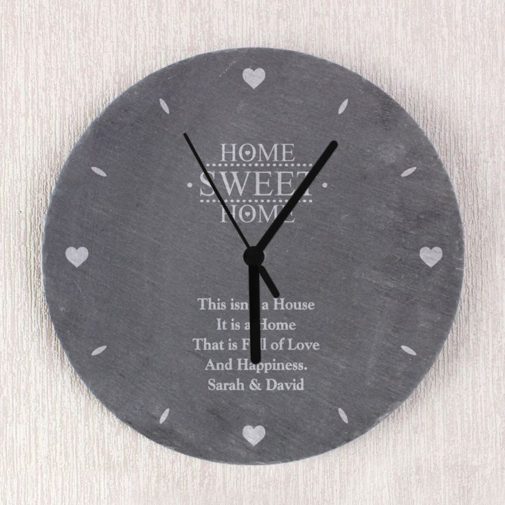 Personalised Home Sweet Home Slate Clock product image