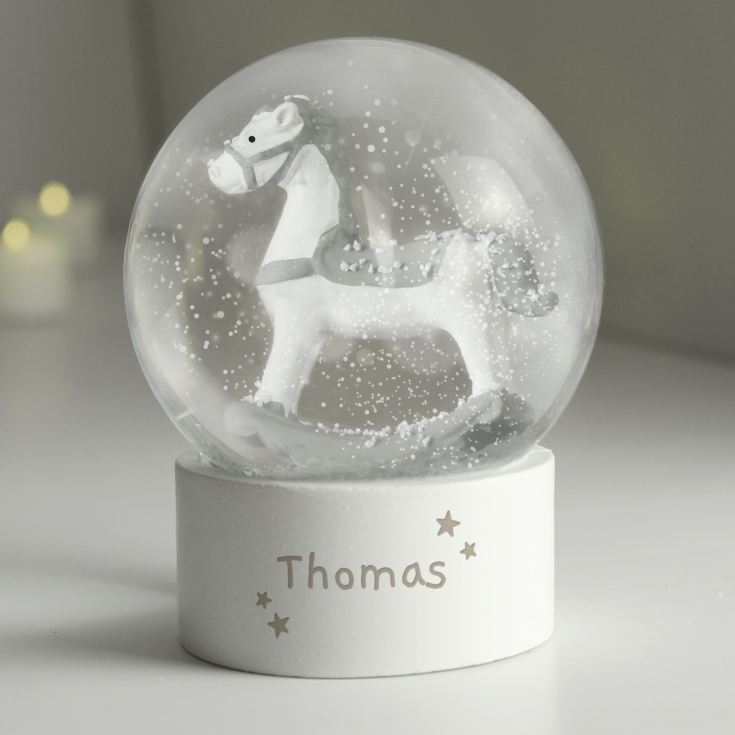 Personalised Name Only Rocking Horse Glitter Snow Globe product image