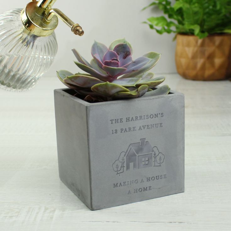 Personalised New Home Concrete Plant Pot product image
