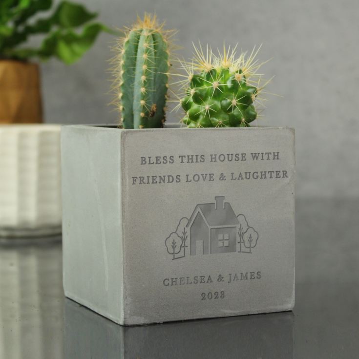 Personalised New Home Concrete Plant Pot product image