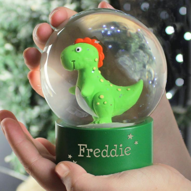 Personalised Name Only Dinosaur Glitter Snow Globe product image