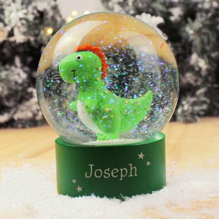 Personalised Name Only Dinosaur Glitter Snow Globe product image