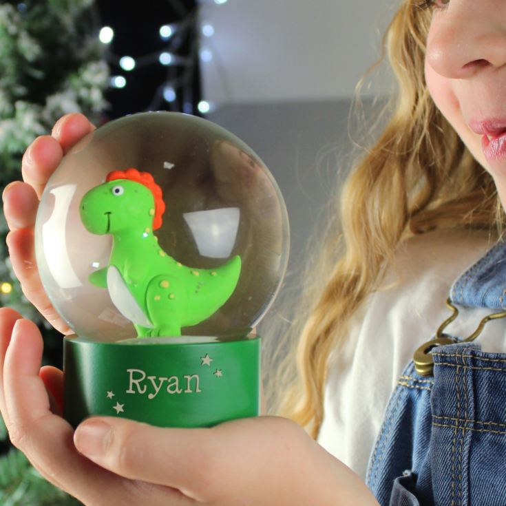 Personalised Name Only Dinosaur Glitter Snow Globe product image