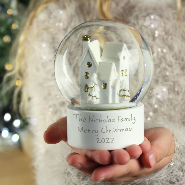 Personalised Message Village Glitter Snow Globe product image