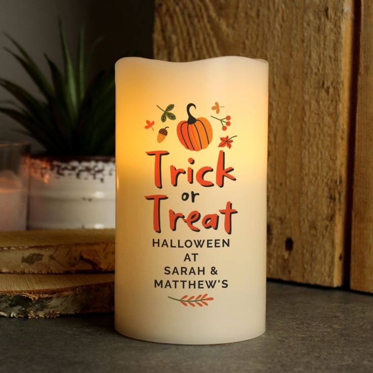 Personalised Trick or Treat LED Candle The Gift Experience