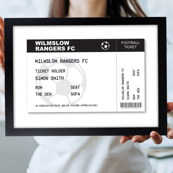 Personalised Football Ticket A4 Black Framed Print product image