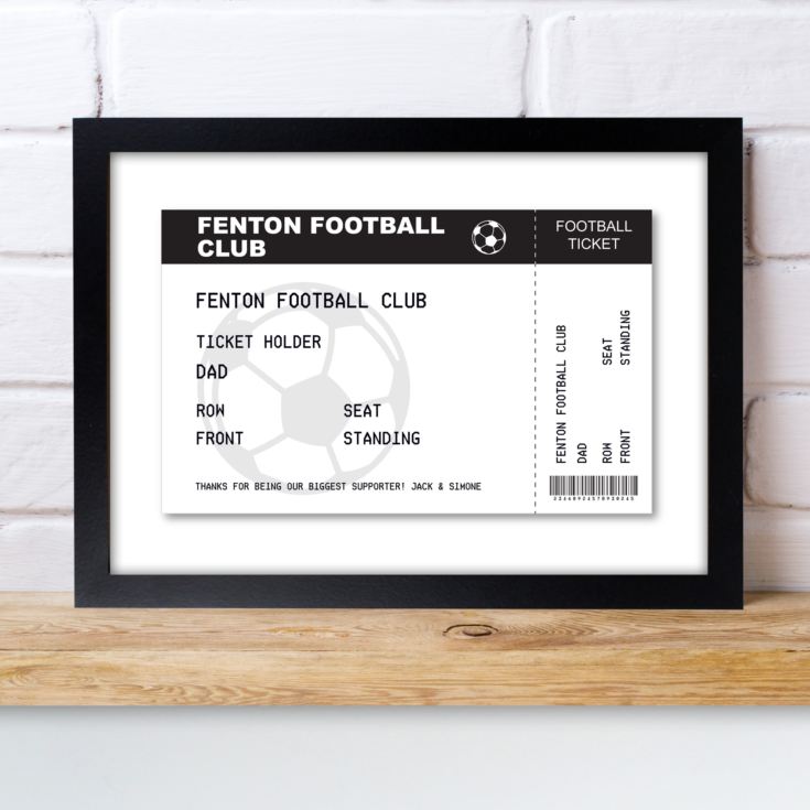 Personalised Football Ticket A4 Black Framed Print product image
