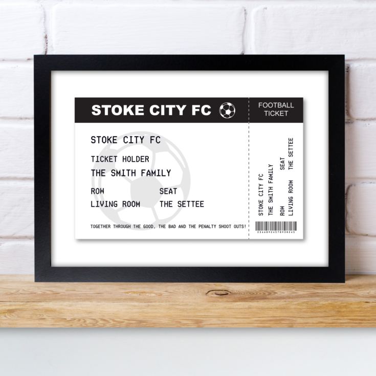 Personalised Football Ticket A4 Black Framed Print product image