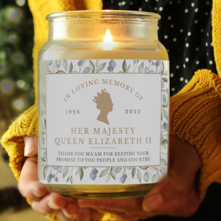 Personalised Queens Commemorative Large Vanilla Scented Candle Jar product image