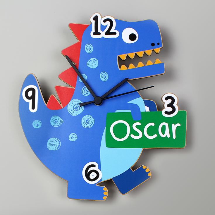 Personalised Dinosaur Shape Wooden Clock product image