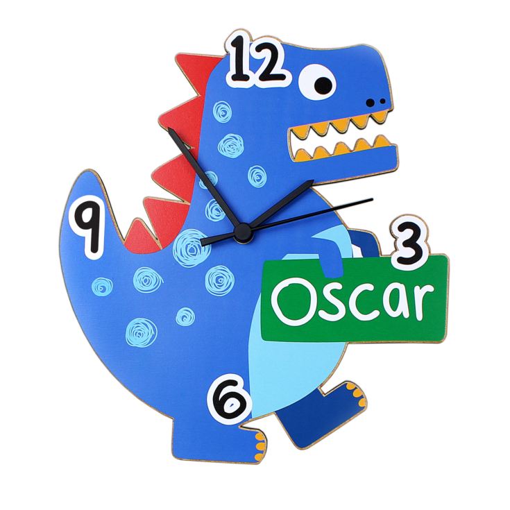 Personalised Dinosaur Shape Wooden Clock product image