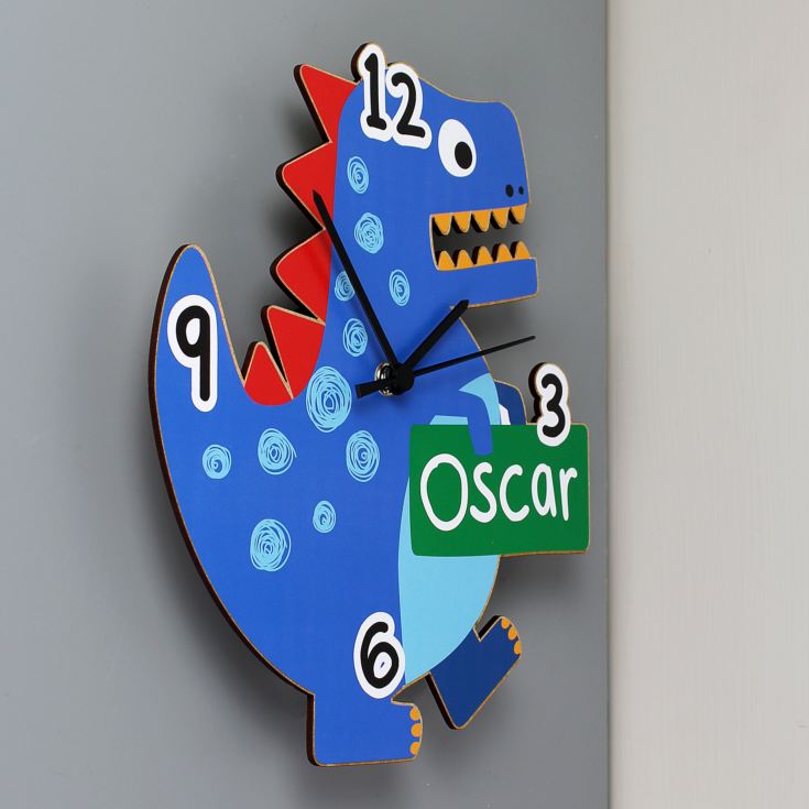 Personalised Dinosaur Shape Wooden Clock product image