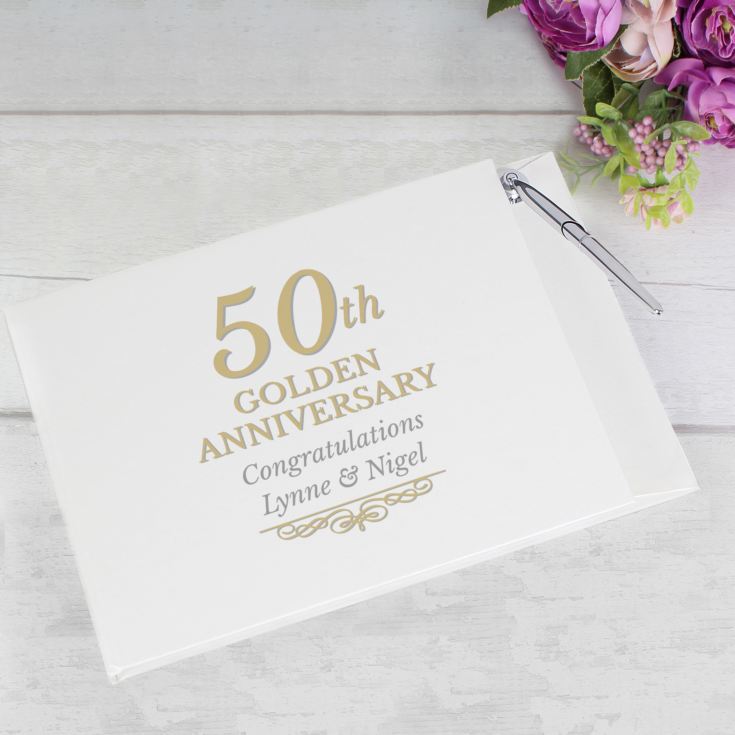 Personalised 50th Golden Anniversary Hardback Guest Book & Pen product image