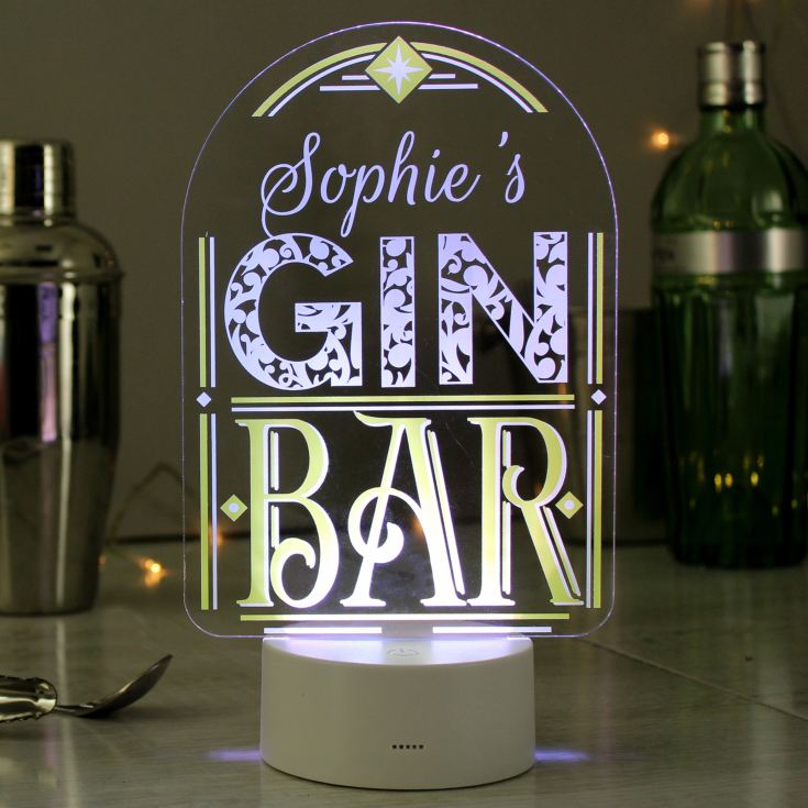 Personalised Gin Bar LED Colour Changing Night Light product image