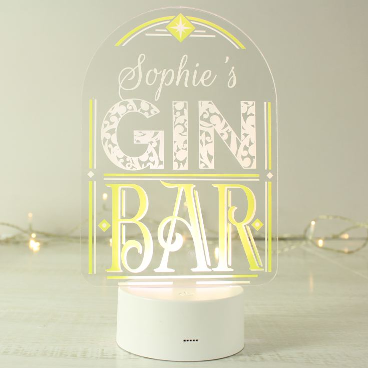 Personalised Gin Bar LED Colour Changing Night Light product image