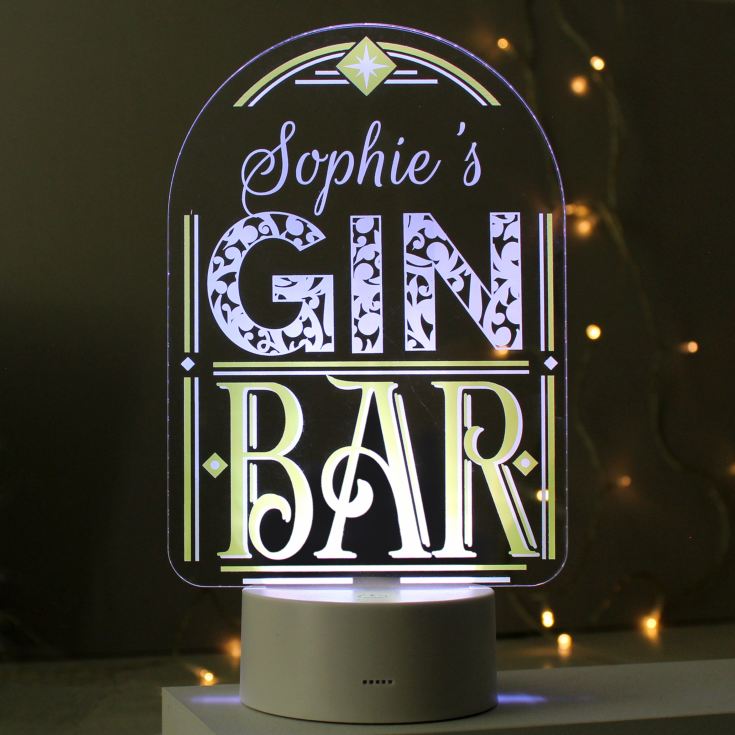 Personalised Gin Bar LED Colour Changing Night Light product image