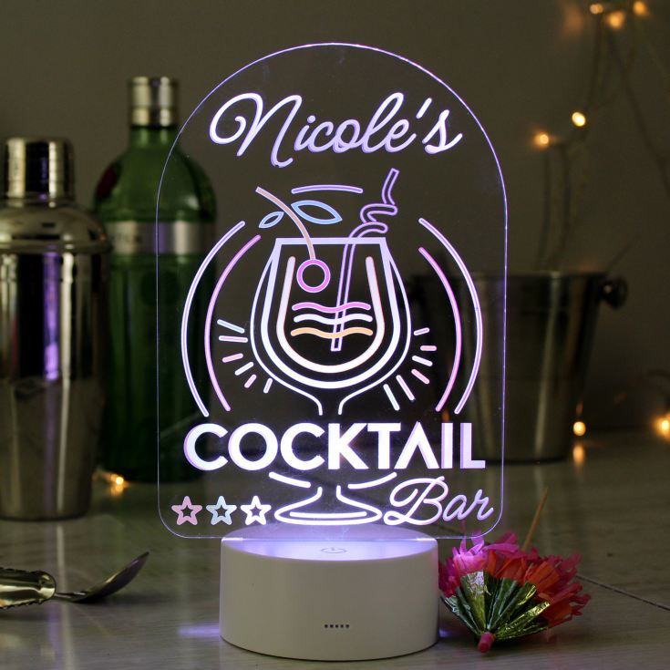 Personalised Cocktail LED Colour Changing Night Light product image