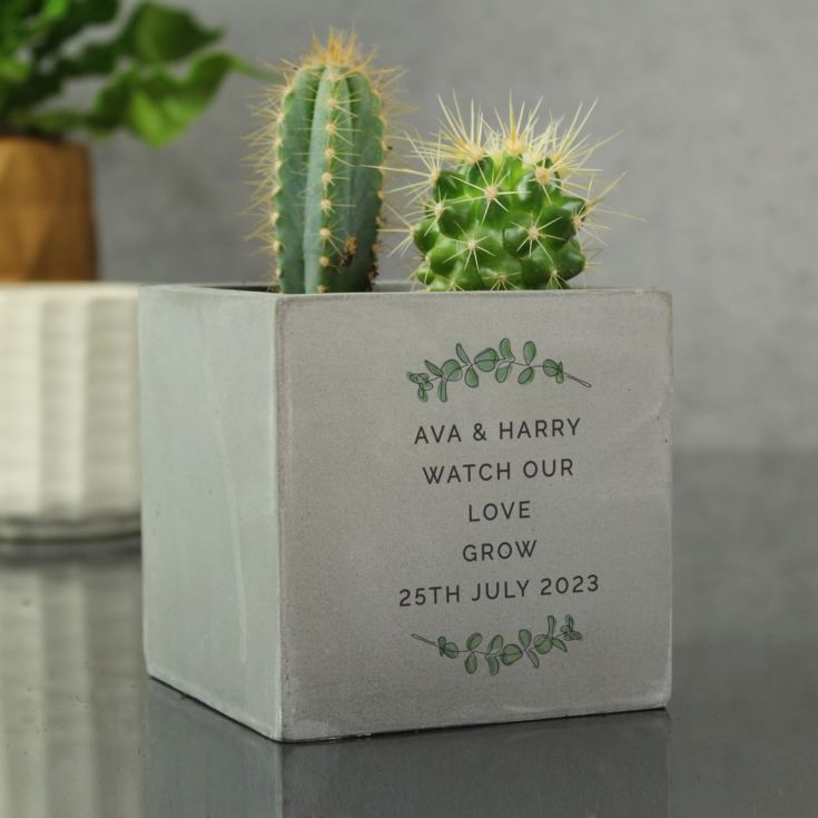 Personalised Botanical Concrete Pot product image