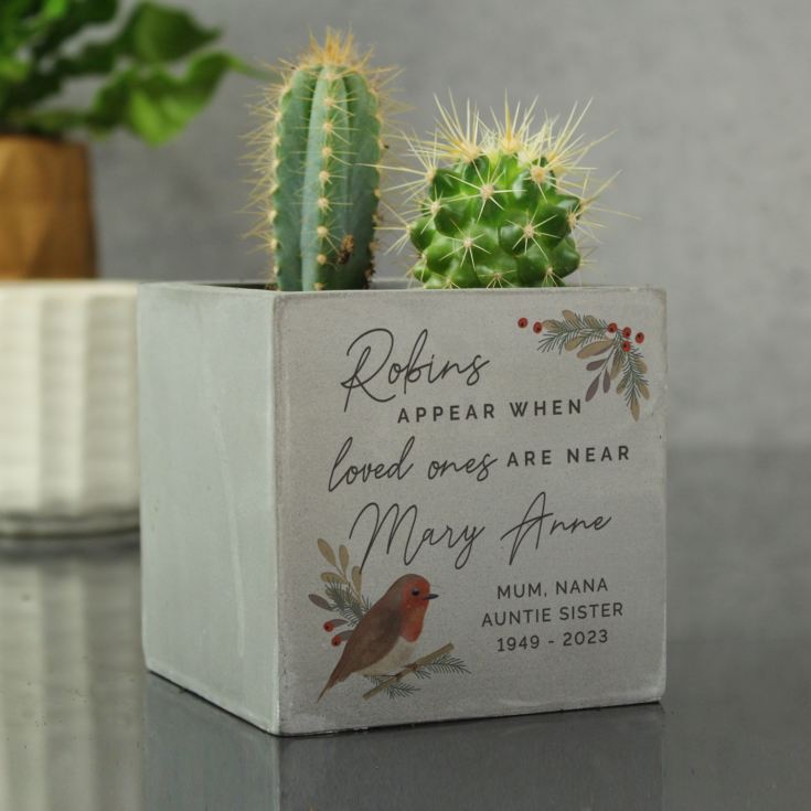 Personalised Robins Appear Concrete Pot product image