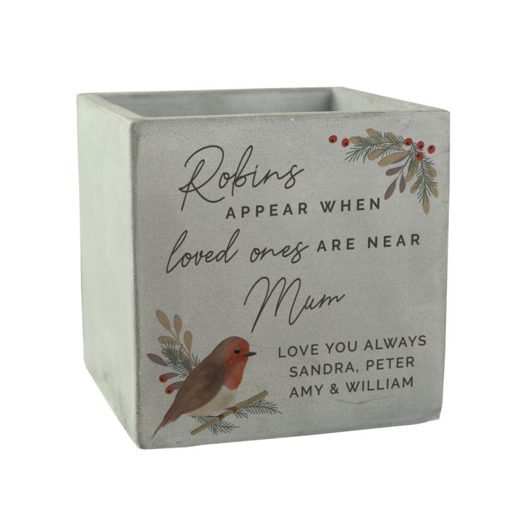 Personalised Robins Appear Concrete Pot product image