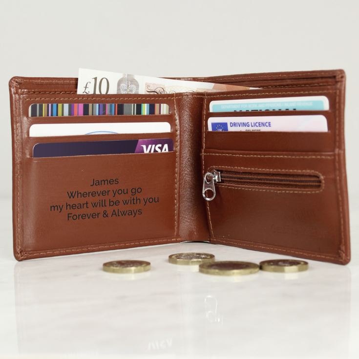 Personalised Free Text Tan Leather Wallet product image