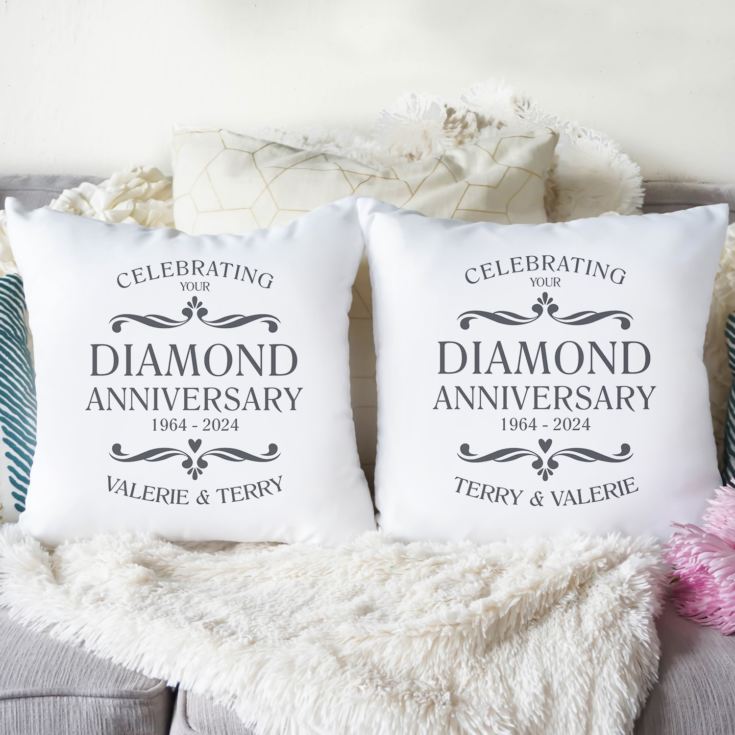 Personalised Pair Of Diamond Anniversary Cushions product image