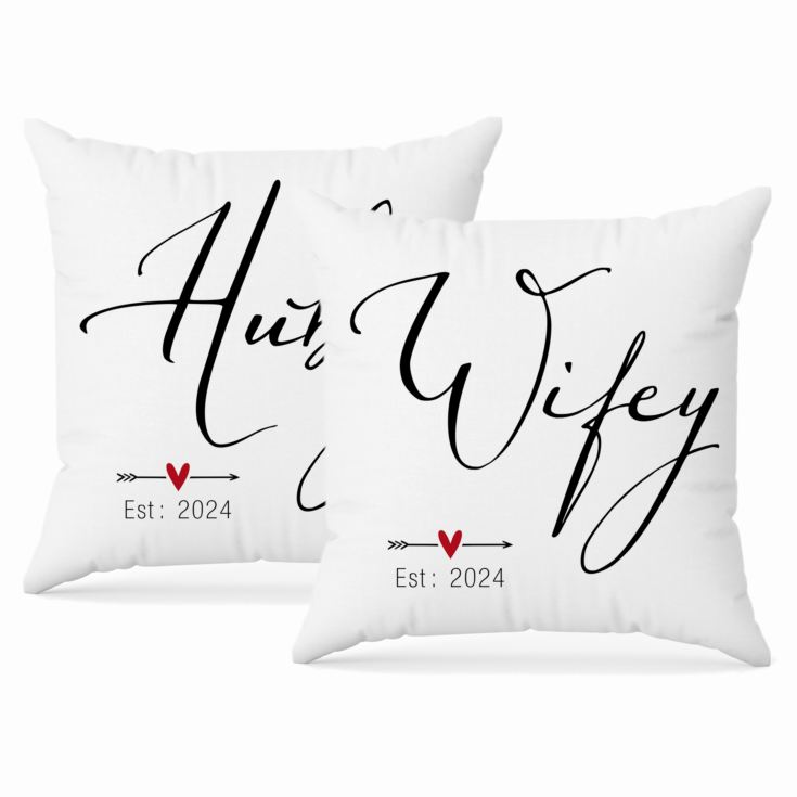 Personalised Pair Of Hubby & Wifey Cushions product image