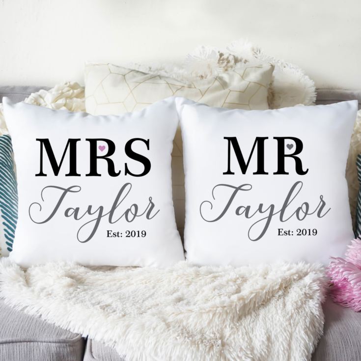 Personalised Pair Of Mr & Mrs Cushions product image