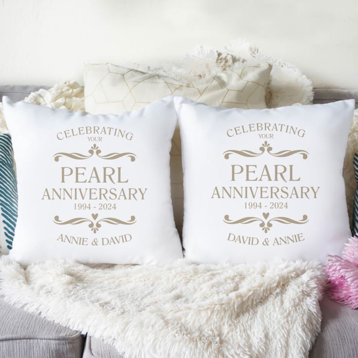 Personalised Pair Of Pearl Anniversary Cushions product image