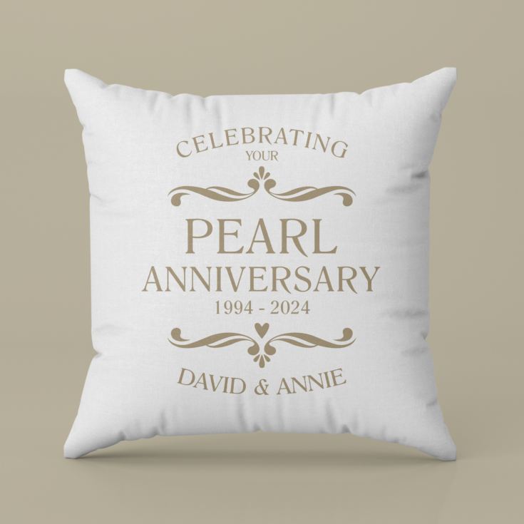 Personalised Pair Of Pearl Anniversary Cushions product image