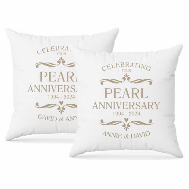 Personalised Pair Of Pearl Anniversary Cushions product image