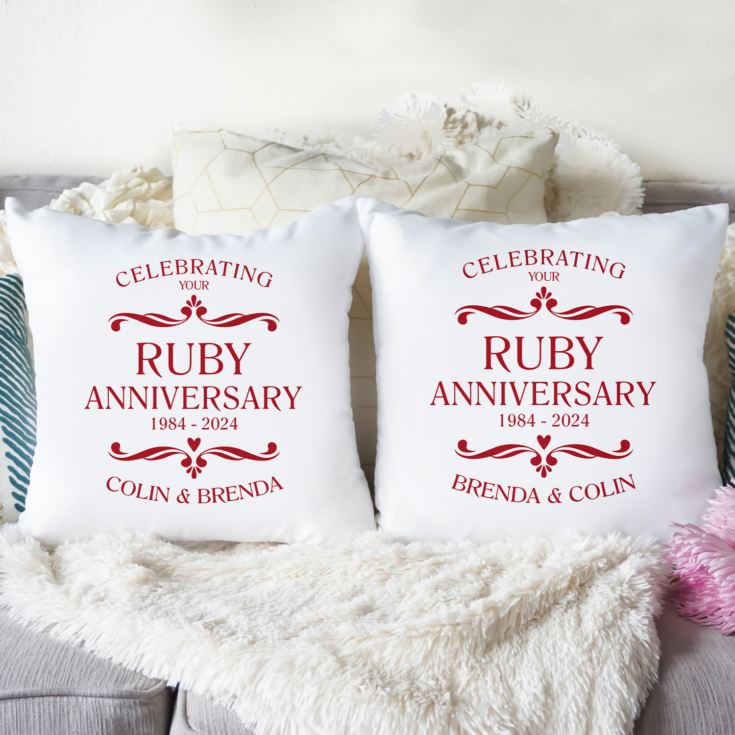 Personalised Pair Of Ruby Anniversary Cushions product image